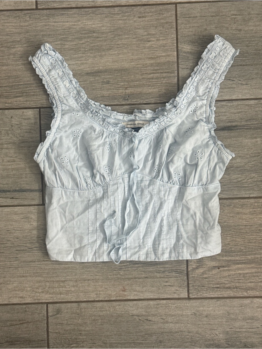 American Eagle Outfitters Light Blue Eyelet Crop Camisole